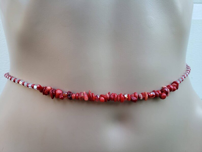 Red Dyed Coral Waist Bead Belly Chain Red Stomach Beads | Etsy