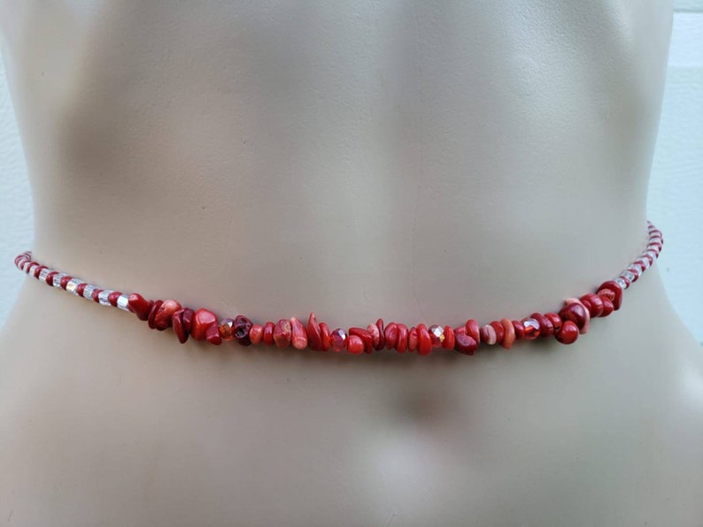 Red Dyed Coral Waist Bead Belly Chain Red Stomach Beads Etsy