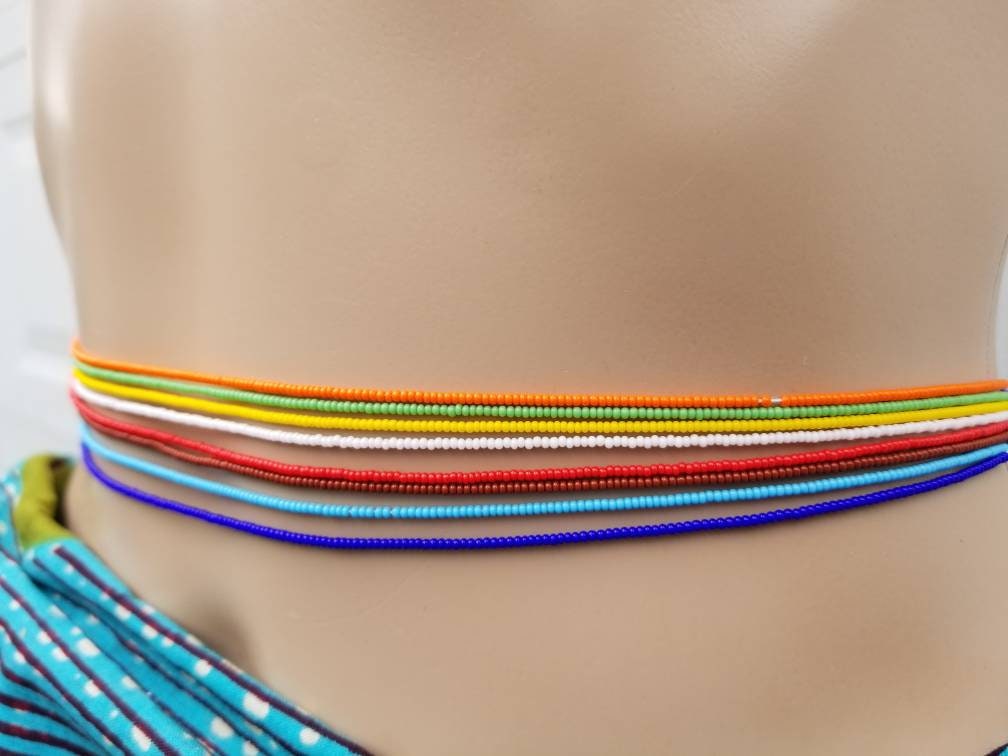 Red Crystal African Waist Beads (Set of 3) Weight Loss | Belly Chain 38-39 Inches