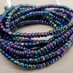 Plus 4mm Iridescent Waist Beads, Tie on Waist Beads, Stretch Belly Chain