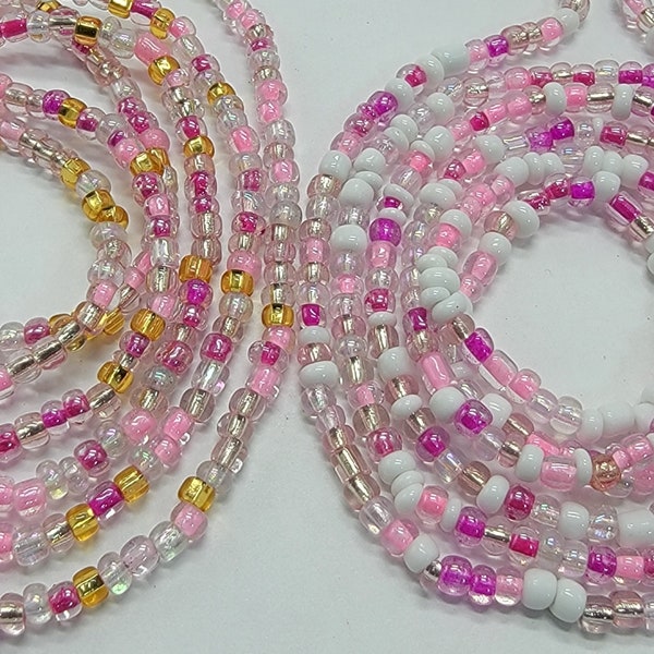 Pink  Mix Waist Beads, Belly Chain, Plus Waist Beads, African Waist Beads