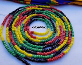 African colored beaded waist beads, Elastic Belly Beads