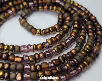 Cadena elástica para el vientre con cuentas africanas, cierre marrón y para atar