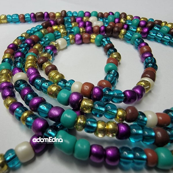 Metallic Turquoise Mix Waist Beads, Belly Chain, Plus Waist Beads, African Waist Beads