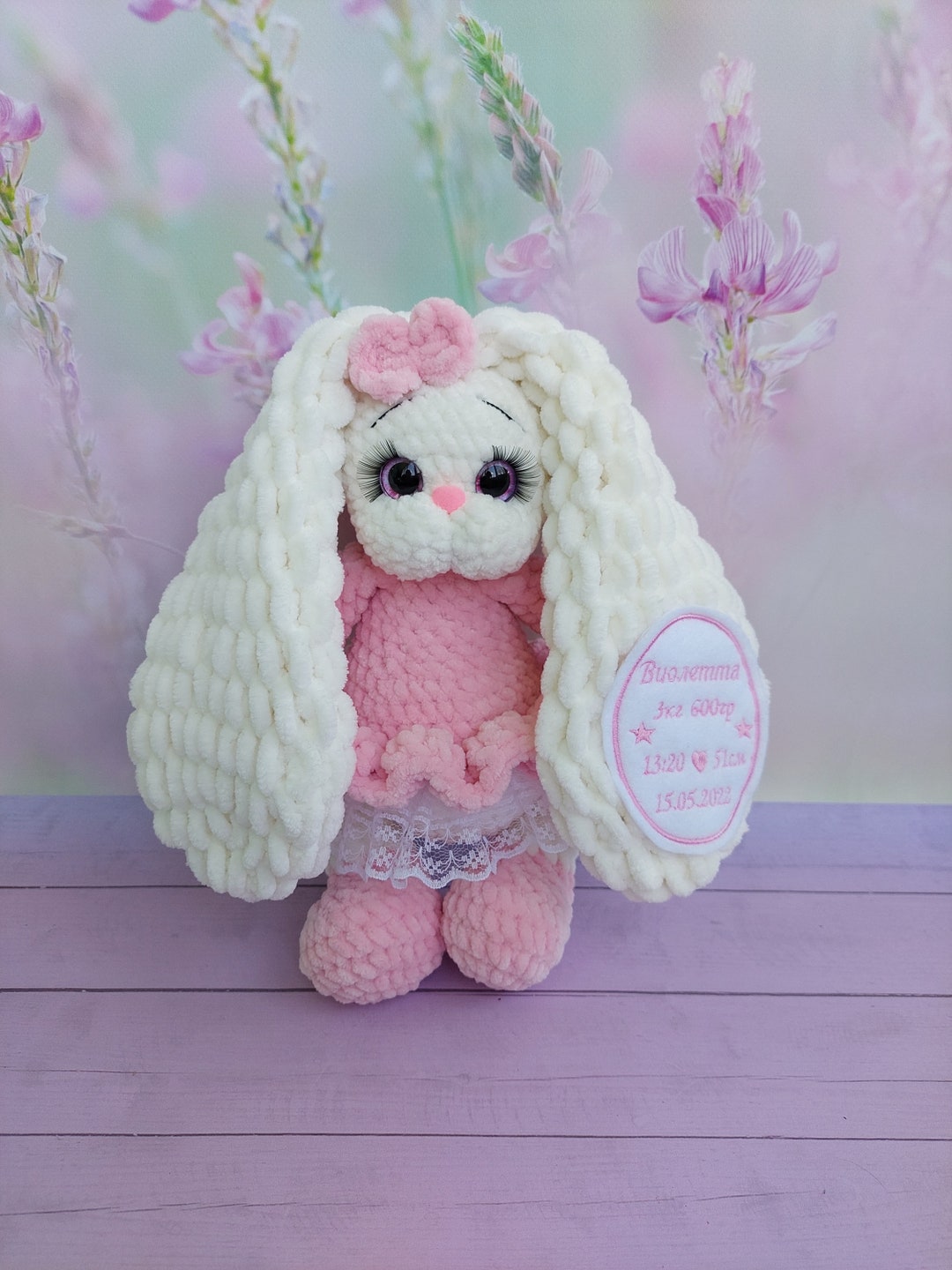 Cute Pink Bunny Girl Toy | Knitted Plush Bunny |custom Crochet Bunny ...