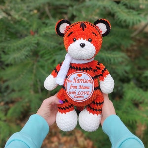 Knitted tiger toy | Knit plush tiger | Amigurumi crochet tiger | Personalized toy for baby | Ukrainian handmade toy | Stand with Ukraine