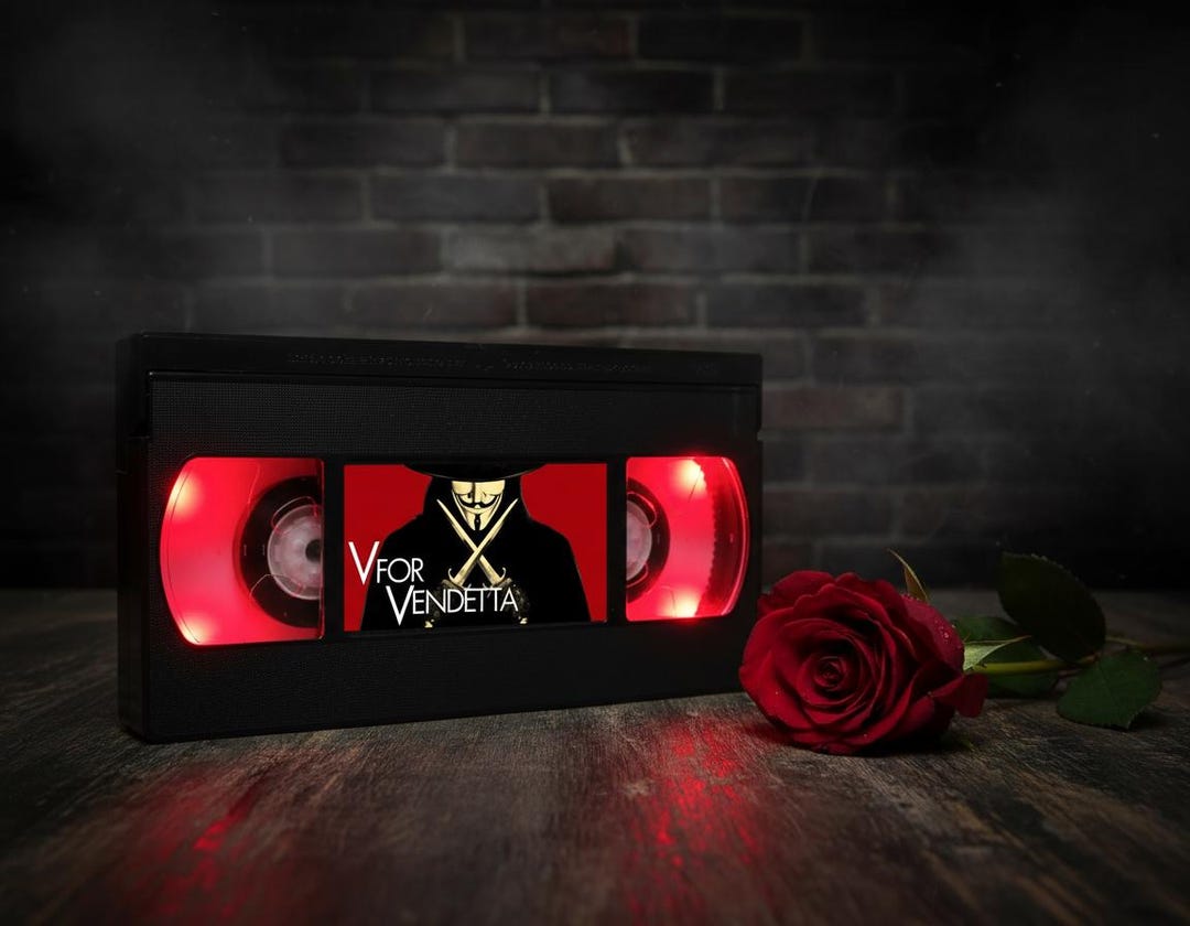V for Vendetta Retro Lamp - VHS Tape LED Lighting - Alan Moore Comic ...