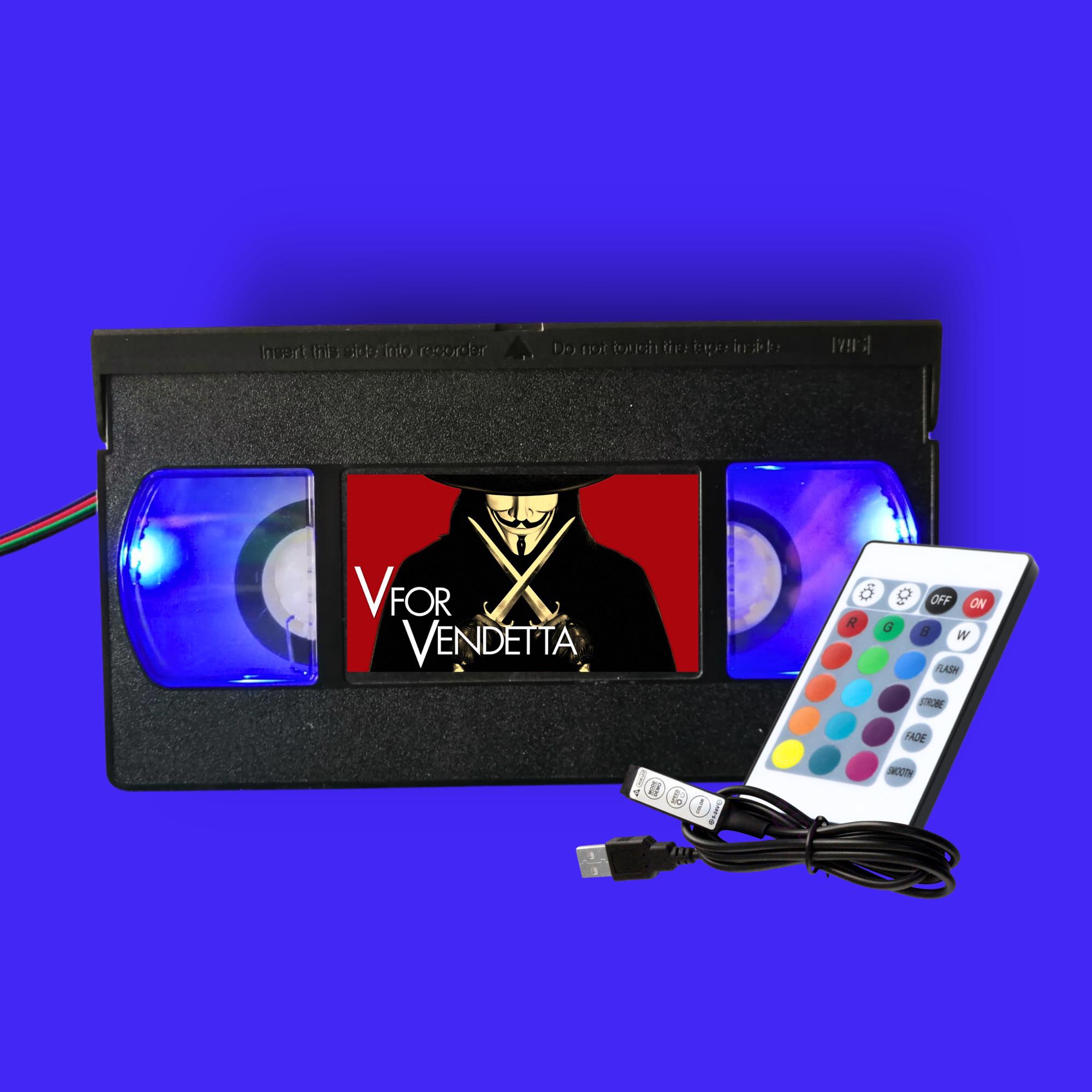 V for Vendetta Retro Lamp - VHS Tape LED Lighting - Alan Moore Comic ...