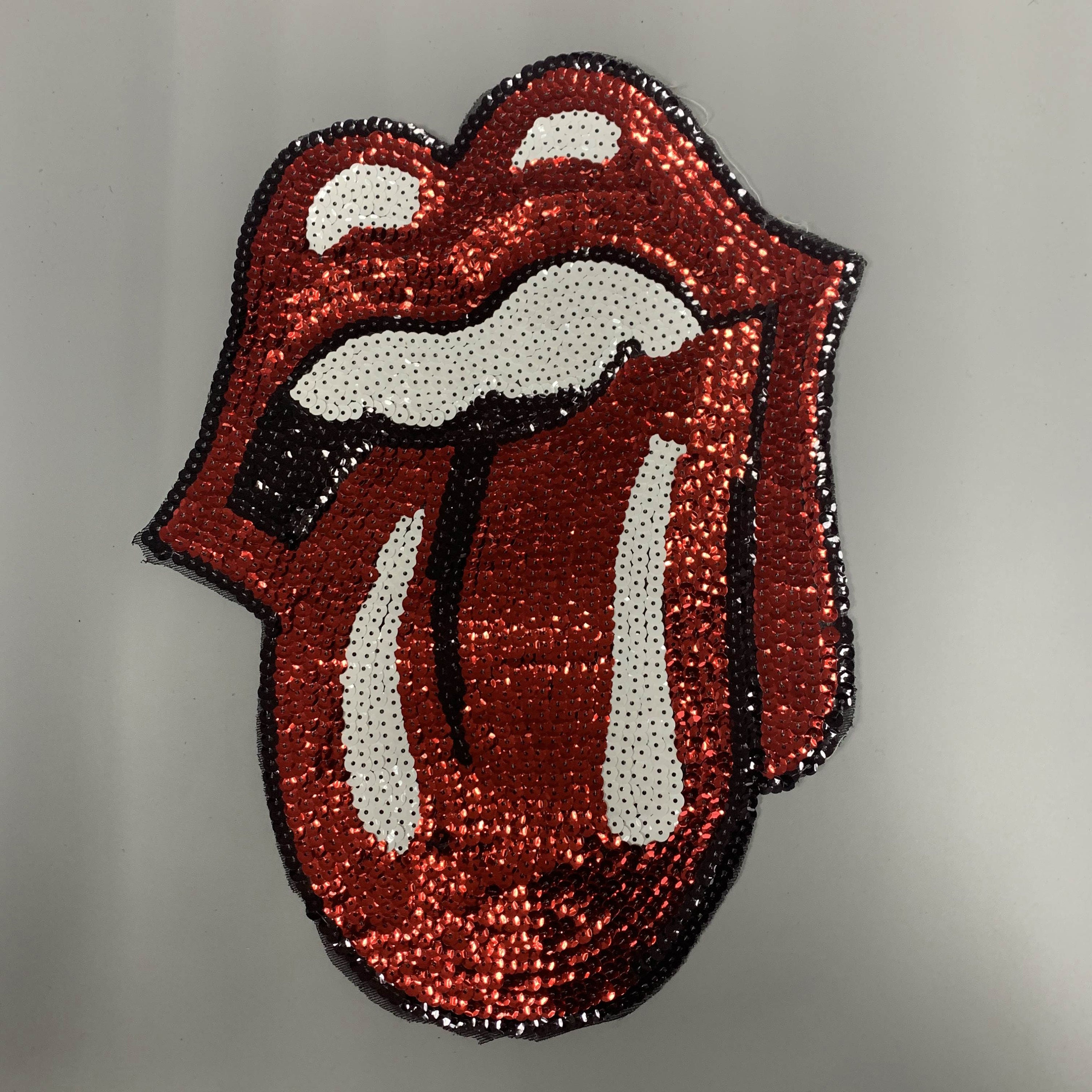 Big rolling stone tongue Sequined Applique PatchSequin Etsy