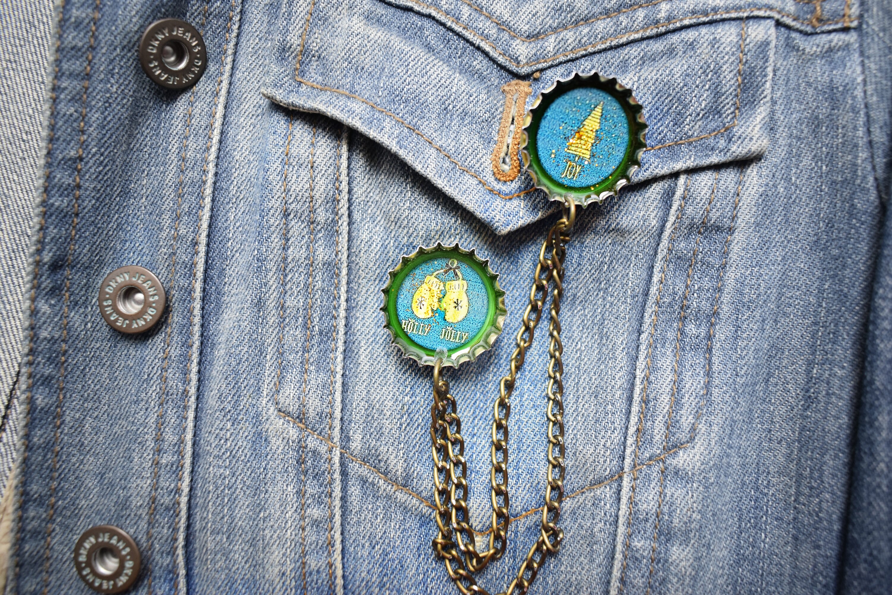 Bottlecap Chain Brooch Pin With Recycled Bottle Cap Nikel Etsy UK
