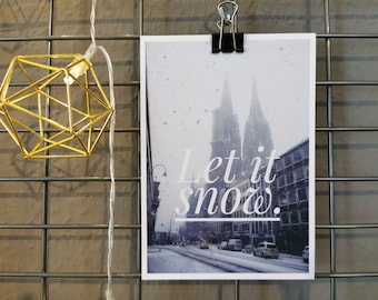Postkarte: Let it snow - Kölner Dom