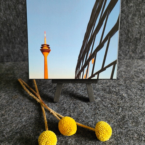 Foto-Holzblock "Düsseldorfer Fernsehturm & Silberei"