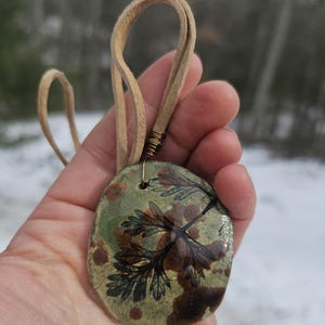 Clay Essential Oil Diffuser.  Car Hanger. Wall Decor. Queen Ann&#39;s Lace Leaf. Rustic Leaf Natural Diffuser.