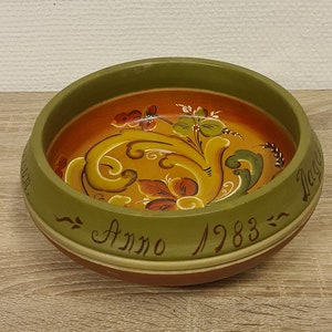 Norwegian rosemaling, Vintage ale bowl rosemalt, Rosemalt bowl folkart, Rose paint 1983
