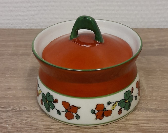 Rare Nordic Pattern: Norwegian Folk Art Sugar Cup - 1970s Porsgrund Porcelain - Nordic pattern