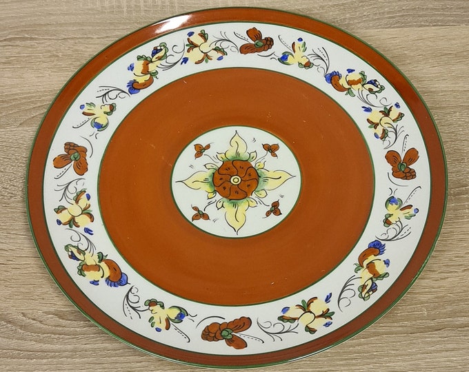 Vintage Nordic Serving Plate: Norwegian Hand-painted Folk Art & Nordic Pattern