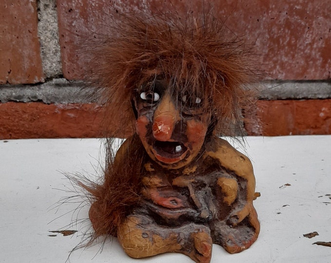 Charming little troll figurine, Mid-century, Norwegian collectible, Scandinavian decor, trolls of Norway, Norwegian folkart fosse troll