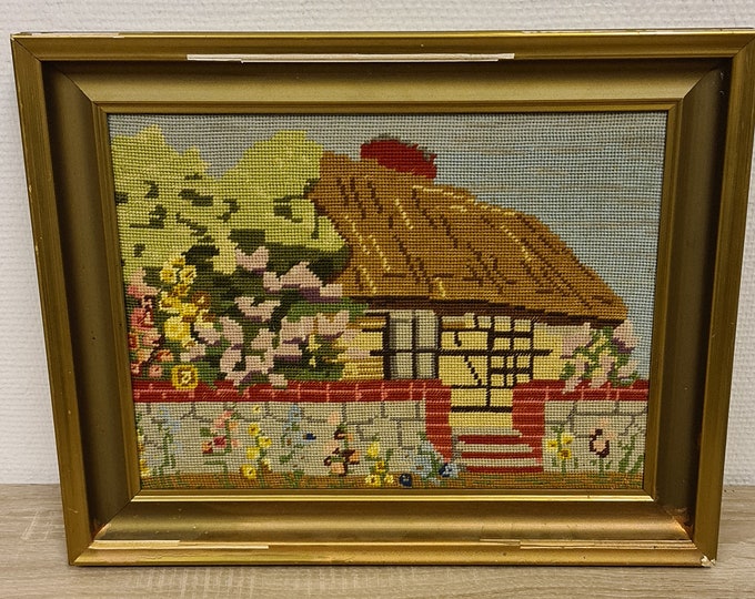 Great little embroidered picture in old Norwegian pattern. Norwegian Folk Art