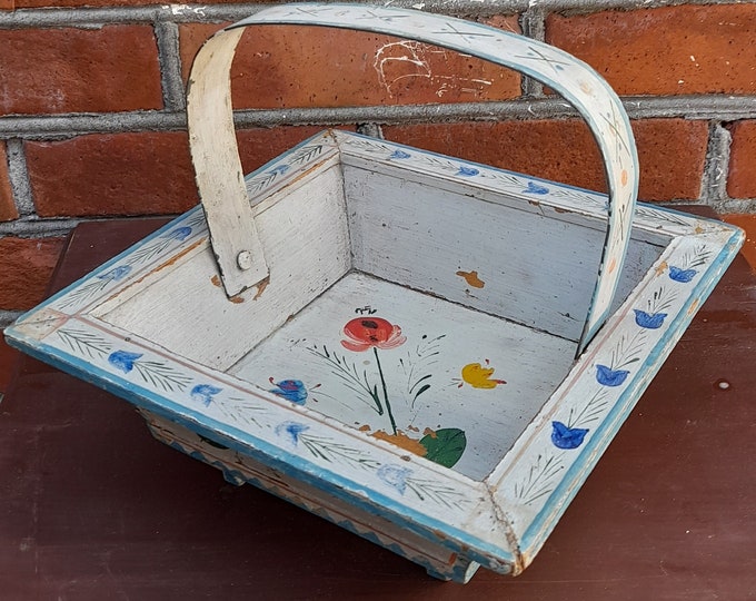 Norwegian sendingskurv med OS maling,scandinavia antique, Folkart, Rustic and primitive, rare object, folk-art, handpainted, shipping basket