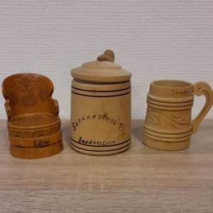 Lot with 3 pieces of souvenirs from Norway, 80-90s, Mid-century, Memories from Norway, Folk art, rose paint, hand made folk-art