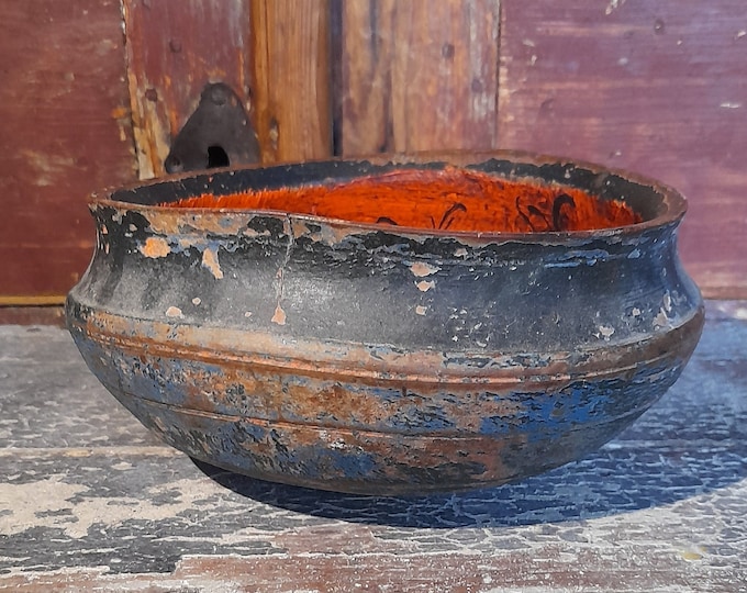 Stunning antique ale bowl with beautiful motif inside, Folk-art bowl,Alebowl,rare bowl, collectible, Norwegian folk art,rustic and primitiv