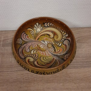 Norwegian rosemaling, Vintage ale bowl rosemalt, Rosemalt bowl folkart, Rose paint 80s Norwegian Folkart, Mid-century