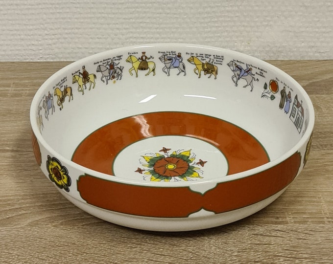 Vintage Norwegian Folk Art Wedding Procession Bowl | Scandinavian Porsgrunn Porcelain 1999