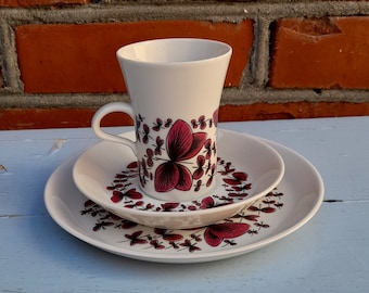 Set of 6 Swedish Breakfast Trios | Mid Century Porcelain Tea Set | Scandinavian Vintage Tableware | Grace Design