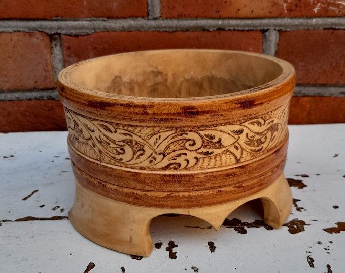 vintage butter bowl from 1980s, Farmhouse antiques, rosemaling, folkart, hand carved, rustic and primitive bowl,Burn decor,Norwegian folkart