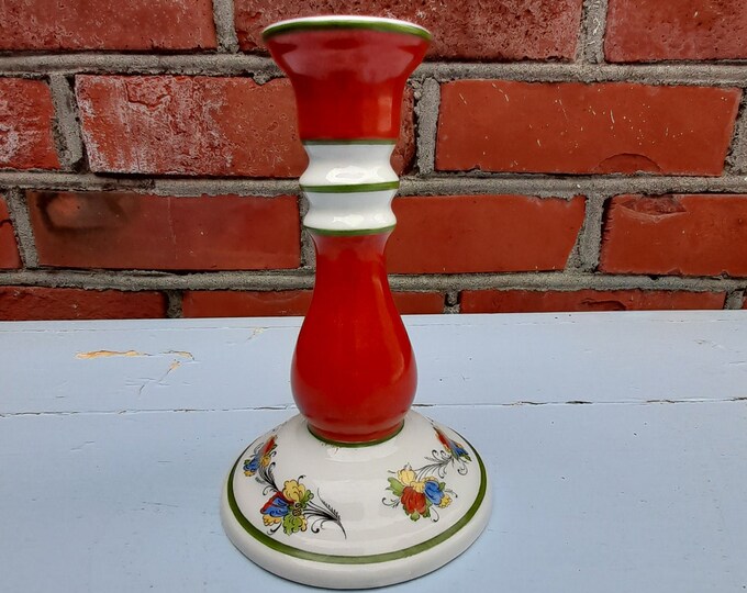 Rare Nordic Porcelain Candlestick Holder - Hand-Painted Norwegian Folk Art Decor - Home decor candle holder