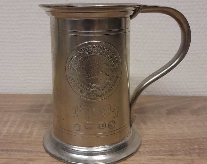 Pewter Ale mug, mid-century box, Norwegian folkart, Norwegian pewter, Scandinavian design, rare find