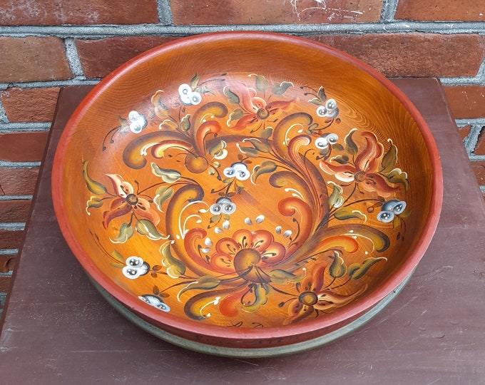 Mid-Century Rosemalt Bowl - Authentic Vintage Telemark Rose Painted Folkart