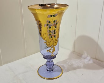 Collector's Vintage Murano Glass Vase | Hand-Painted in Italy | 24 Karat Gold Finish