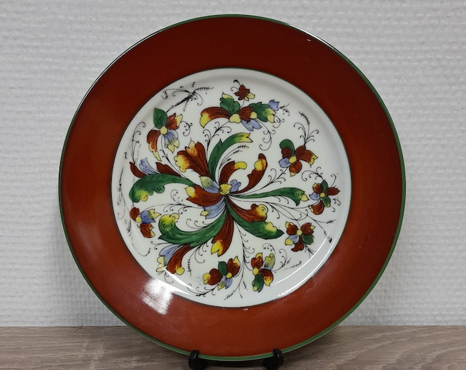 Nordic Inspired Hand-Painted Breakfast Plate - Vintage Norwegian Rare Object - 1960s Wall Decor