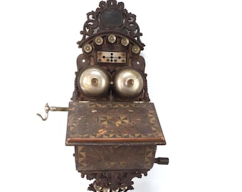 Antique 1901 Scandinavian Wall Telephone – Elektrisk Bureau Kristiania – Magneto Crank Phone – Early Telephone Collectible - Victorian tel