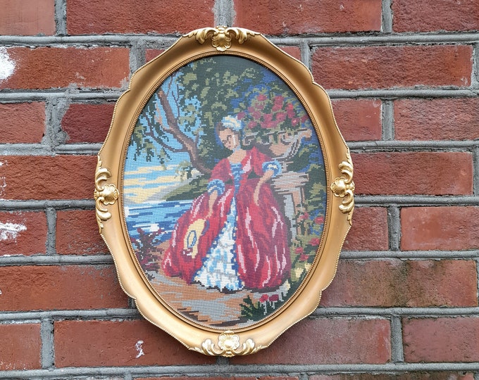 Great little embroidered picture in old Norwegian pattern. Norwegian Folk Art, home decor, Norwegian handmade,Wall hanging, Vintage Picture