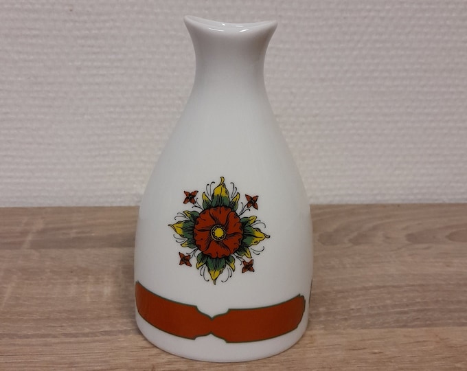 Mid-Century Scandinavian Table Vase | Porsgrund Porcelain | Norwegian Folk Art | Hand-Painted Rosemaling Design