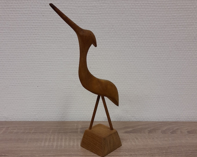 Teak bird figure, mid-century figure, rosewood, retro art figurine, 50s, home decor.