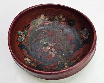Vintage Norwegian Bridal Bowl with Rosemaling Motif - Rustic Wedding Table Decor, Antique Scandinavian Gift