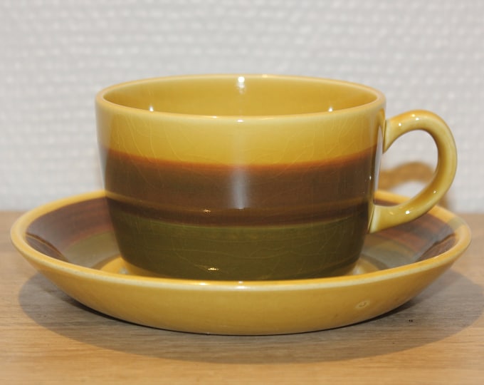 Figgjo F555 Tea cup and saucer, mid-century tableware, Vintage porcelain, Norwegian made, 1960-70s, home decor