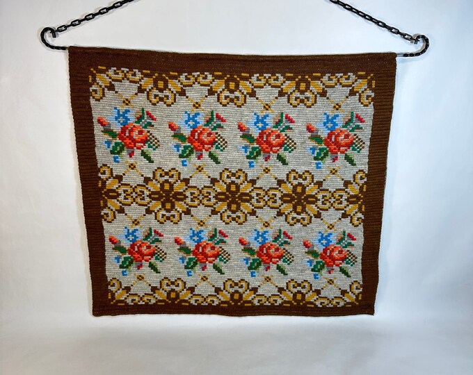 Handwoven Norwegian Wall Hanging with Traditional Floral Pattern - Stunning Collectible or Gift Idea