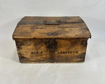 Antique Mid-19th Century Norwegian Strongbox - Distressed Wood with Old Worn Look