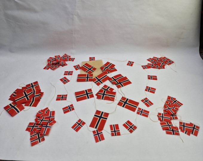 7 strings with Norwegian decorating flags,Norwegian national flag,Wedding decoration,Wedding gift,Norwegian folkart,Norwegian national day