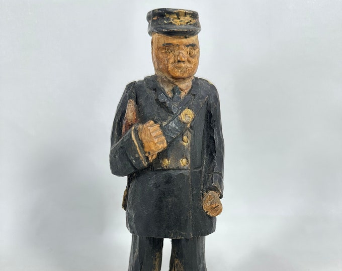 Rare Norwegian Sheriff Figure from 1890s - Hand Carved by Ragnvald Einbu, Collector's Display Piece