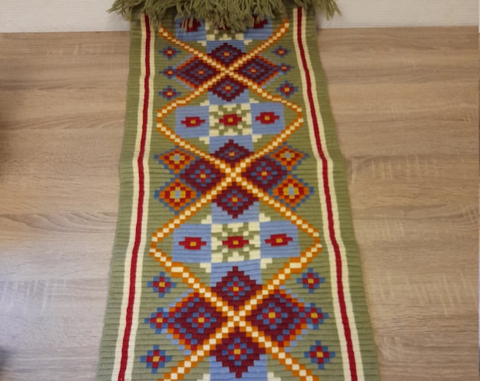 Hand sewn decorative table runner from the 60's, hand embroidered, home decor, mid-century