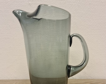 Hadeland of Norway Smoked Glass Water Jug - Vintage Norwegian Collectible - Vintage glass table ware