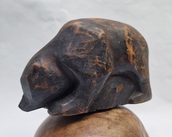 Vintage Mid-century Norwegian Folkart Collectible: Charming Little Bear Figurine for Scandinavian Decor