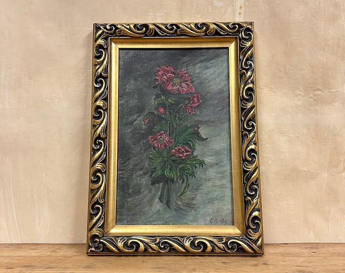 Gorgeous Vintage Oil Painting of Flowers - Signed G.R 23.03.1923 - Art Deco Home Decor