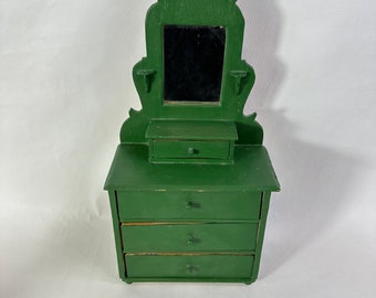 Vintage Norwegian Makeup Mirror with Jewelry Storage | Early 1900s Handmade 1920s Piece