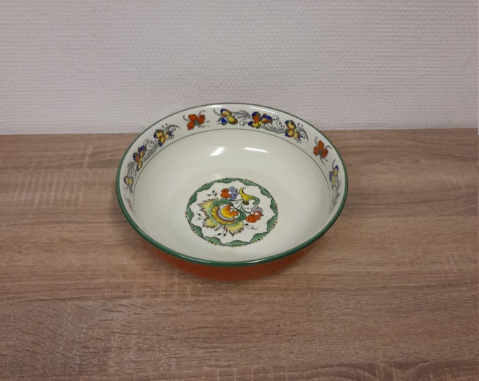 Scandinavian Porsgrund Porcelain Bowl: Hand-Painted Rosemaling, Mid-Century Nordic Tableware